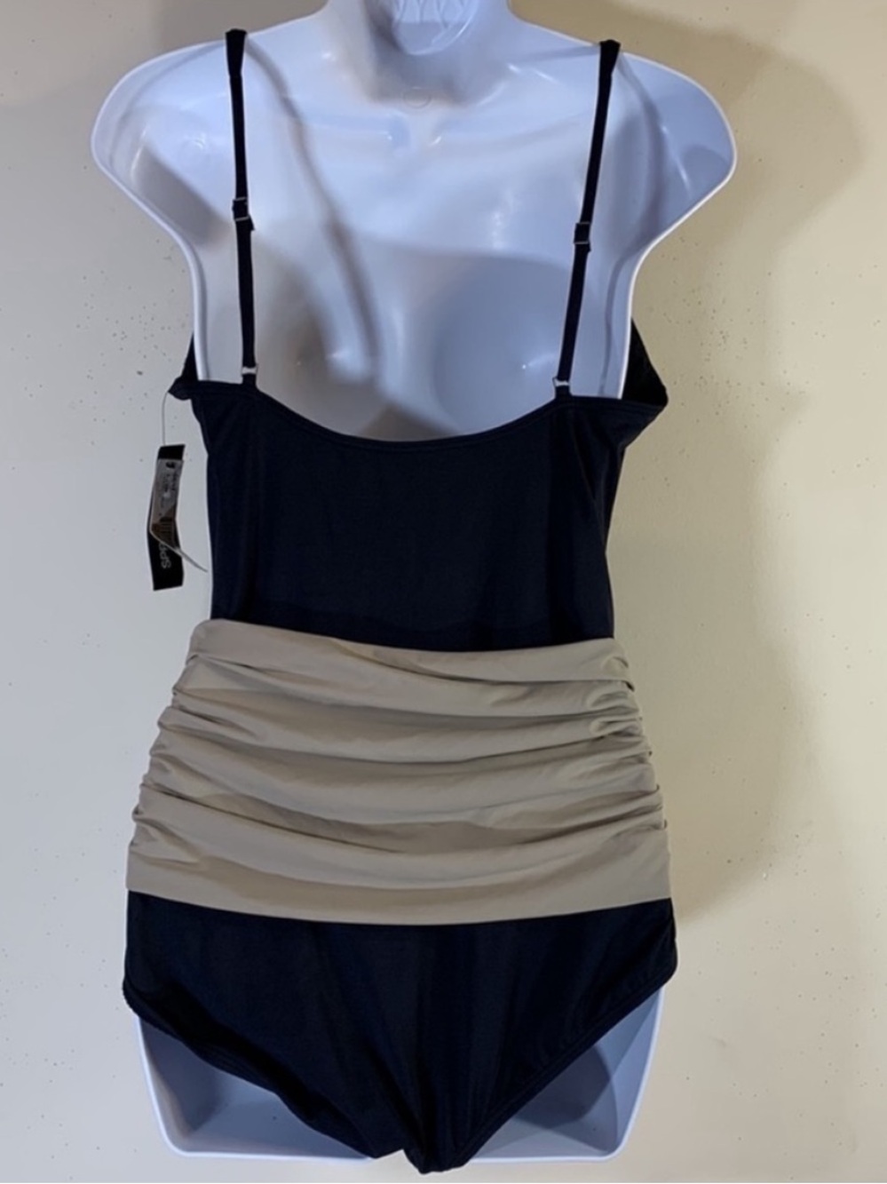 DKNY SPRING 2010 Black/Ash U-Neck Drape Maillot One Piece Swimsuit. 14. NWT. - Picture 7 of 11